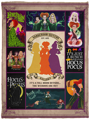 Sanderson Sisters All Hallows' Eve Halloween Ho-Cus Pocus Fleece Blanket - Sherpa Blanket - Woven Blanket, White, Cozy Plush Fleece Blanket - 30x40