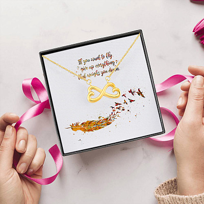 Alternative view of If You Want To Fly Give Up Everything That Weighs You Down Infinity Heart Pendant Necklace