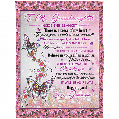 Grandpa To Granddaughter Inside This Blanket There Is A Piece Of My Heart To Give You Comfort Fleece Blanket, White, Arctic Fleece Blanket - 60x80