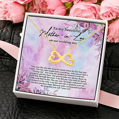 Alternative view of To My Beautiful Mother In Law On Our Wedding Day Infinity Heart Pendant Necklace