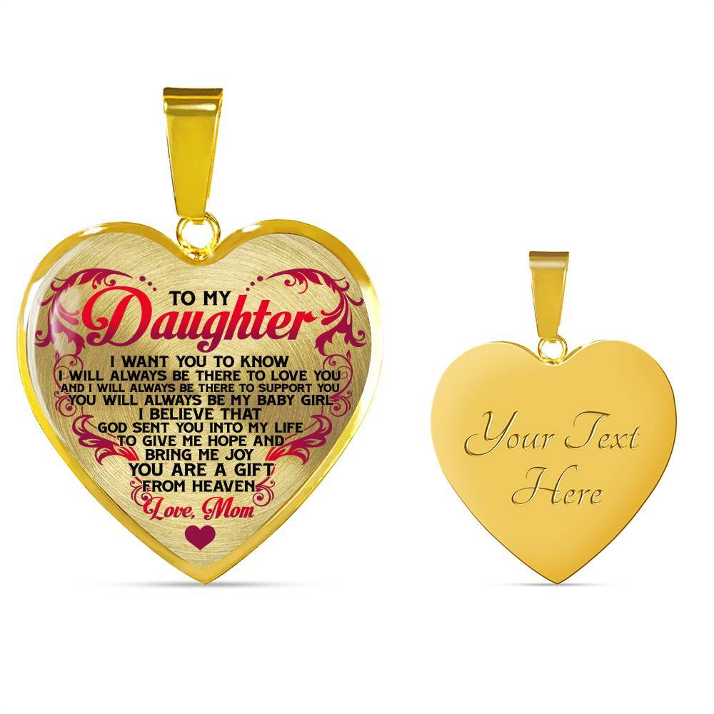 From Mom To My Daughter I Believe That God Sent You Into My Life White Heart Pendant Necklace - Heart Luxury Necklace (Gold Plated) From Mom To My Daughter I Believe That God Sent You Into My Life White Heart Pendant Necklace - Heart Luxury Necklace (Gold Plated)