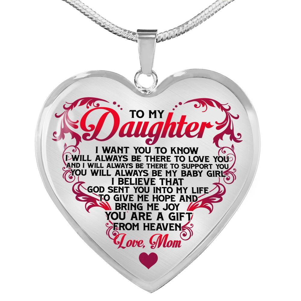 From Mom To My Daughter I Believe That God Sent You Into My Life White Heart Pendant Necklace - Heart Luxury Necklace (Silver) From Mom To My Daughter I Believe That God Sent You Into My Life White Heart Pendant Necklace - Heart Luxury Necklace (Silver)