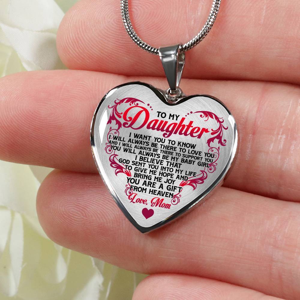 From Mom To My Daughter I Believe That God Sent You Into My Life White Heart Pendant Necklace - Heart Luxury Necklace (Silver) From Mom To My Daughter I Believe That God Sent You Into My Life White Heart Pendant Necklace - Heart Luxury Necklace (Silver)