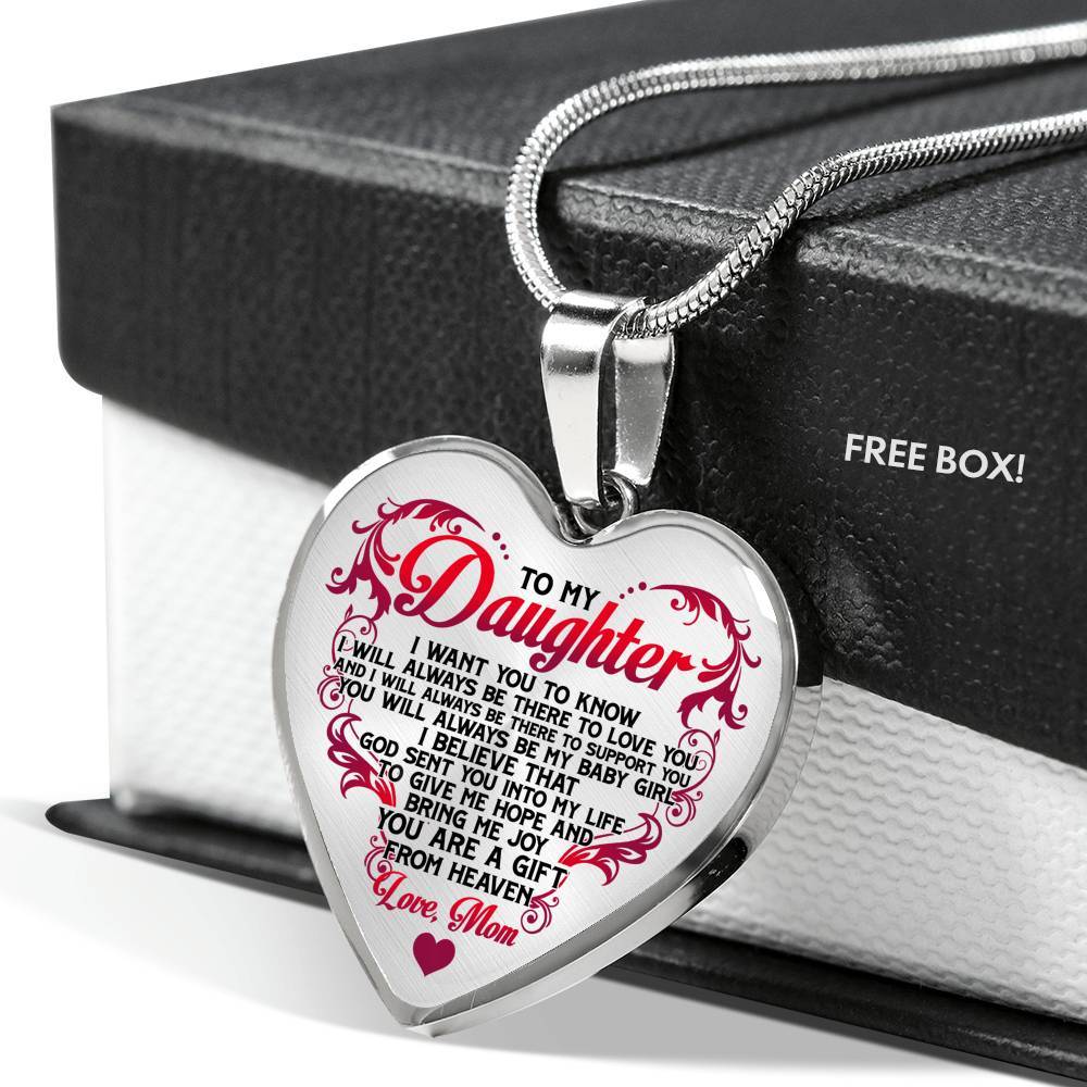 From Mom To My Daughter I Believe That God Sent You Into My Life White Heart Pendant Necklace - Heart Luxury Necklace (Silver) From Mom To My Daughter I Believe That God Sent You Into My Life White Heart Pendant Necklace - Heart Luxury Necklace (Silver)