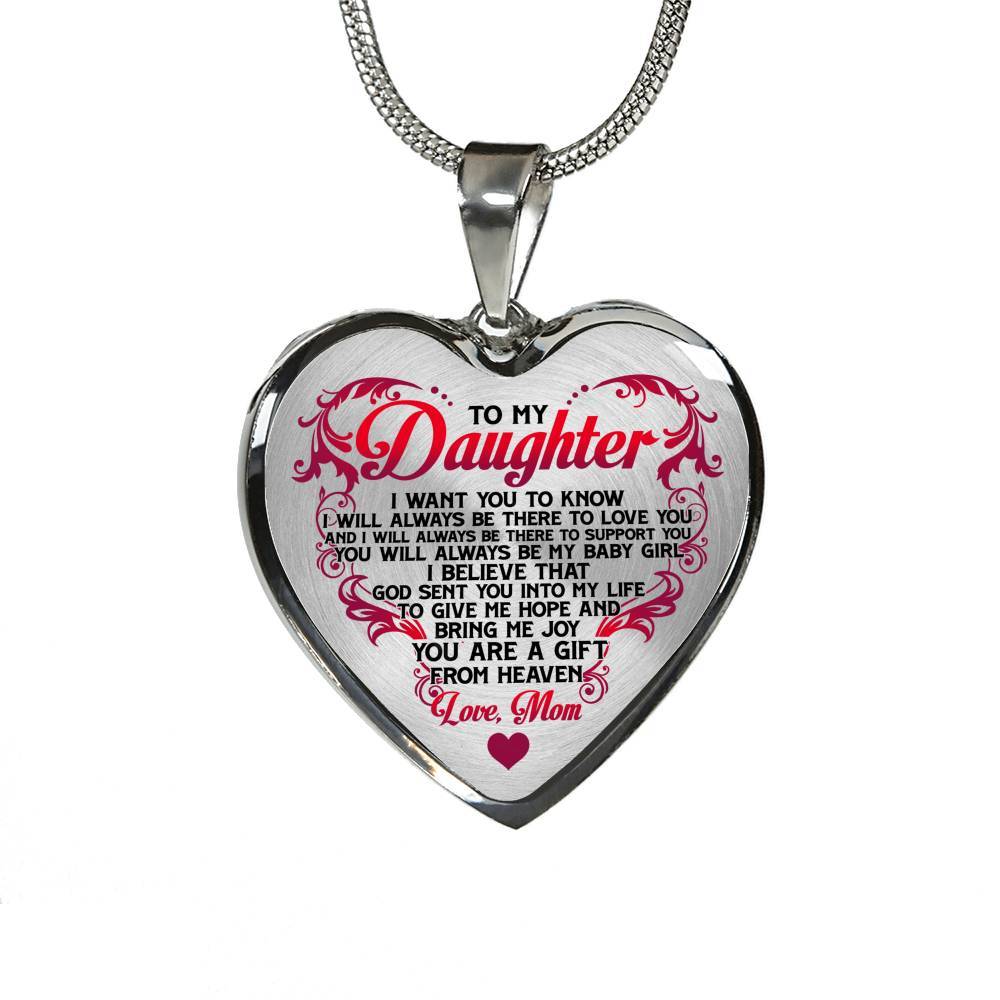 From Mom To My Daughter I Believe That God Sent You Into My Life White Heart Pendant Necklace - Heart Luxury Necklace (Silver) From Mom To My Daughter I Believe That God Sent You Into My Life White Heart Pendant Necklace - Heart Luxury Necklace (Silver)