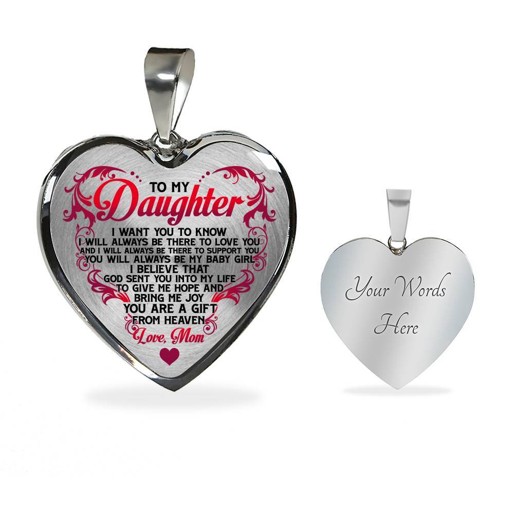 From Mom To My Daughter I Believe That God Sent You Into My Life White Heart Pendant Necklace - Heart Luxury Necklace (Silver) From Mom To My Daughter I Believe That God Sent You Into My Life White Heart Pendant Necklace - Heart Luxury Necklace (Silver)
