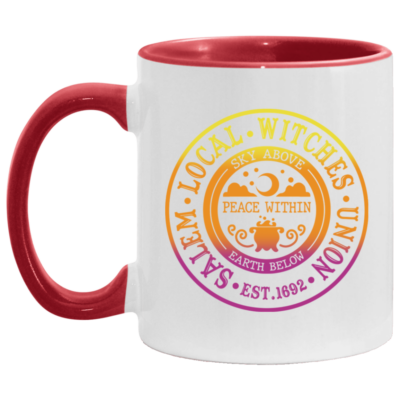 Salem Local Witches Union Ceramic Accent Mug - Colored Coffee Mug, White/Red, 11 oz. Accent Mug