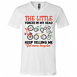 The Little Voice In My Head Keep Telling Me Get More Bicycle T-Shirt - V-Neck - Funny Cycling Team Shirt, White, V-Neck T-Shirt The Little Voice In My Head Keep Telling Me Get More Bicycle T-Shirt - V-Neck - Funny Cycling Team Shirt, White, V-Neck T-Shirt