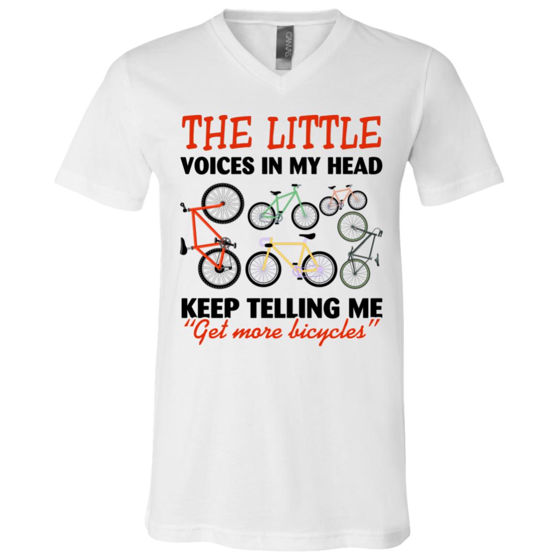 The Little Voice In My Head Keep Telling Me Get More Bicycle T-Shirt - V-Neck - Funny Cycling Team Shirt, White, V-Neck T-Shirt The Little Voice In My Head Keep Telling Me Get More Bicycle T-Shirt - V-Neck - Funny Cycling Team Shirt, White, V-Neck T-Shirt