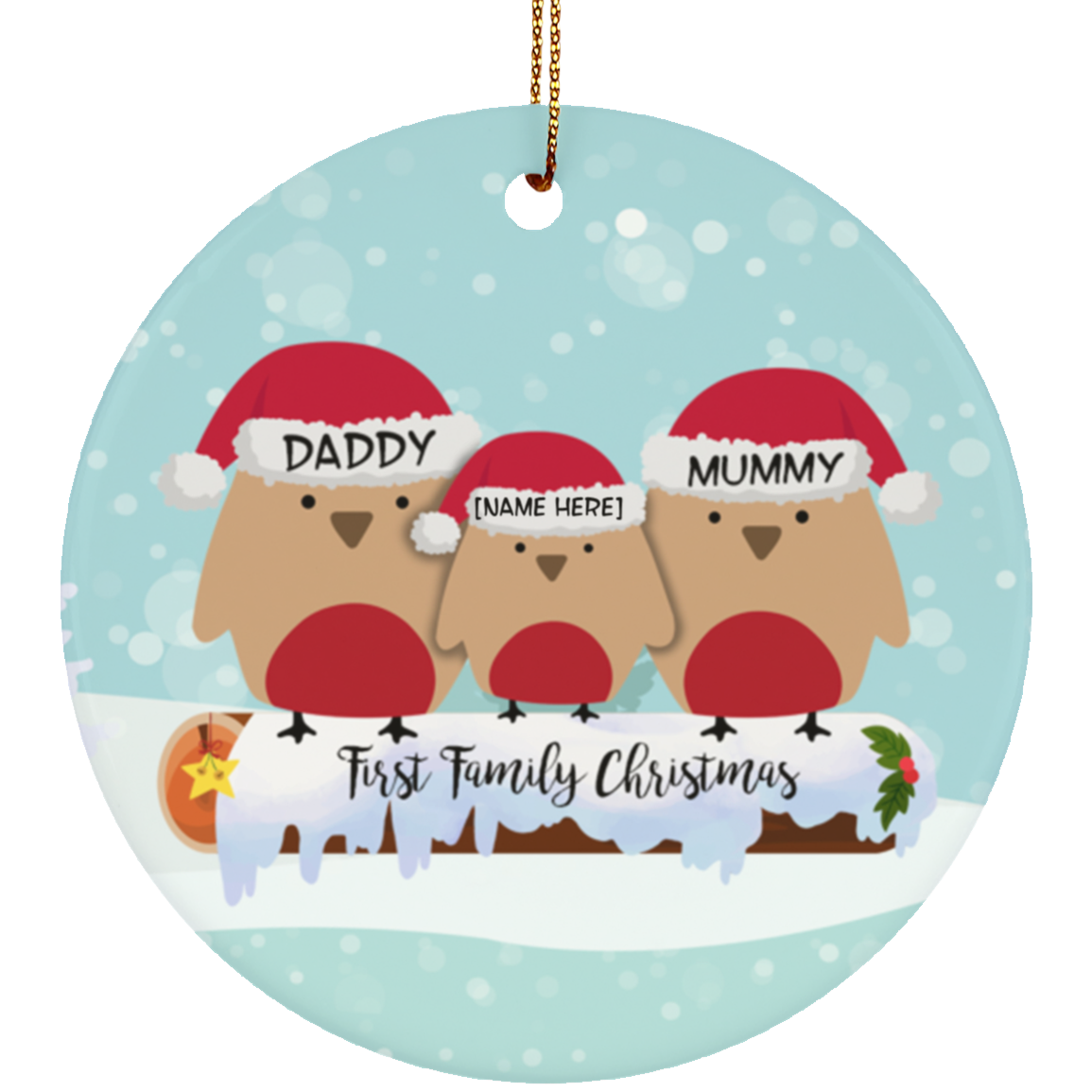 Personalized First Family Christmas Circle Ornament - Holiday Decoration Gift, White, Circle Ornament