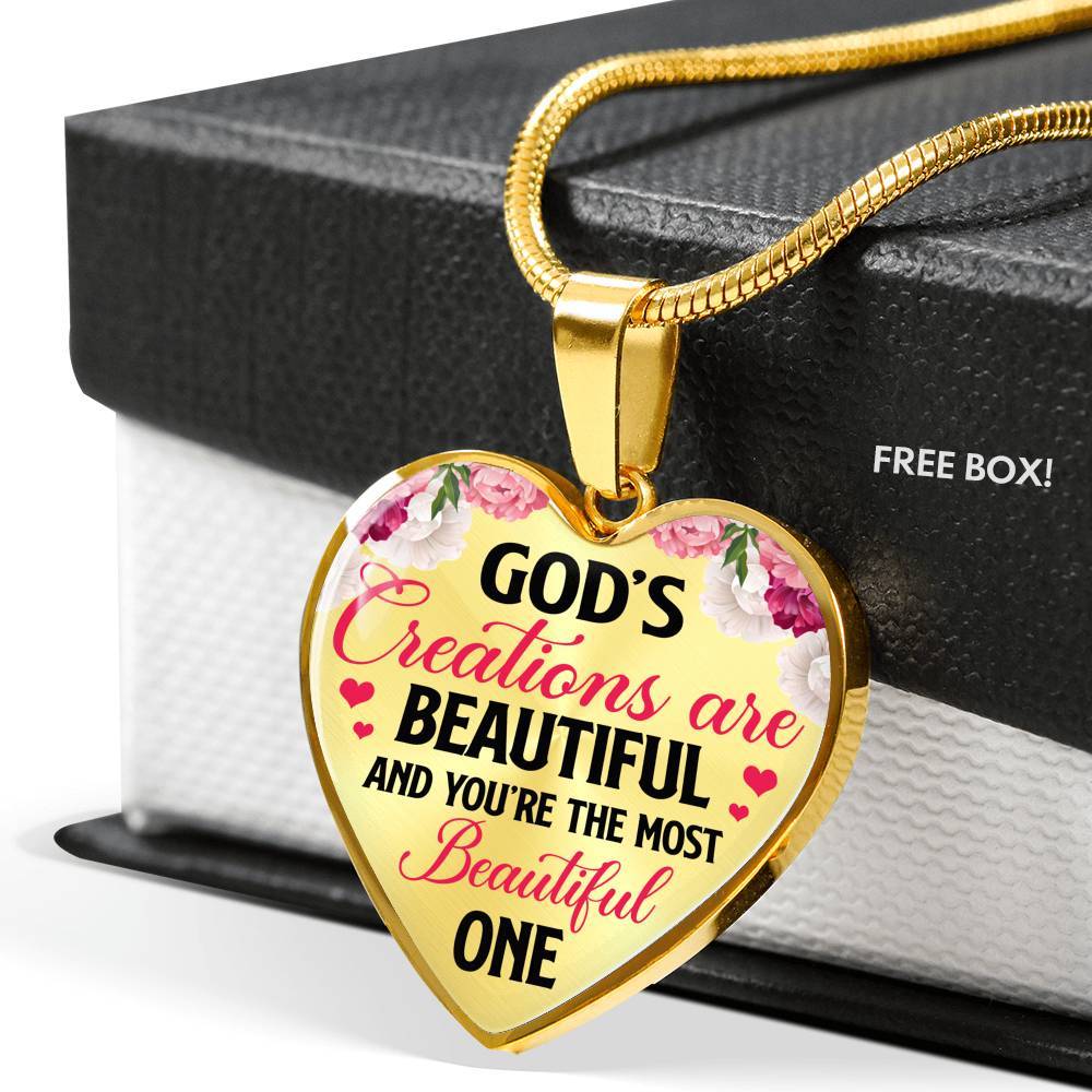 God's Creations Are Beautiful And You're The Most Beautiful One Heart Pendant Necklace - Heart Luxury Necklace (Gold Plated) God's Creations Are Beautiful And You're The Most Beautiful One Heart Pendant Necklace - Heart Luxury Necklace (Gold Plated)