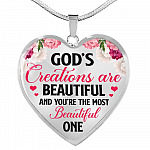 God's Creations Are Beautiful And You're The Most Beautiful One Heart Pendant Necklace - Heart Luxury Necklace (Silver) God's Creations Are Beautiful And You're The Most Beautiful One Heart Pendant Necklace - Heart Luxury Necklace (Silver)