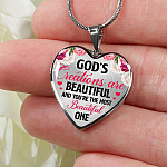 God's Creations Are Beautiful And You're The Most Beautiful One Heart Pendant Necklace - Heart Luxury Necklace (Silver) God's Creations Are Beautiful And You're The Most Beautiful One Heart Pendant Necklace - Heart Luxury Necklace (Silver)