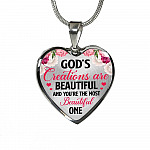 God's Creations Are Beautiful And You're The Most Beautiful One Heart Pendant Necklace - Heart Luxury Necklace (Silver) God's Creations Are Beautiful And You're The Most Beautiful One Heart Pendant Necklace - Heart Luxury Necklace (Silver)