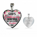 God's Creations Are Beautiful And You're The Most Beautiful One Heart Pendant Necklace - Heart Luxury Necklace (Silver) God's Creations Are Beautiful And You're The Most Beautiful One Heart Pendant Necklace - Heart Luxury Necklace (Silver)