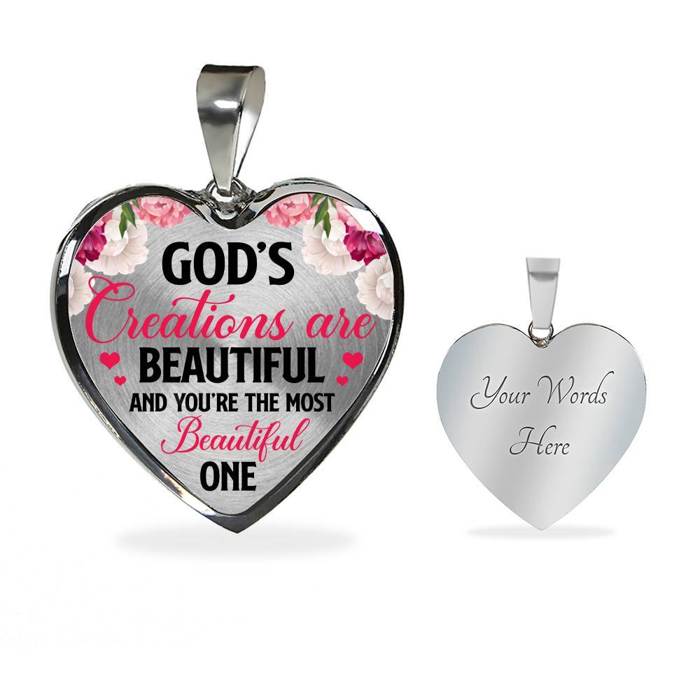 God's Creations Are Beautiful And You're The Most Beautiful One Heart Pendant Necklace - Heart Luxury Necklace (Silver) God's Creations Are Beautiful And You're The Most Beautiful One Heart Pendant Necklace - Heart Luxury Necklace (Silver)