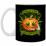 Hellaweed Cannabis Pumpkin Ceramic Coffee Mug - Travel Mug - Color Changing Mug, Black, 11 oz. White Mug