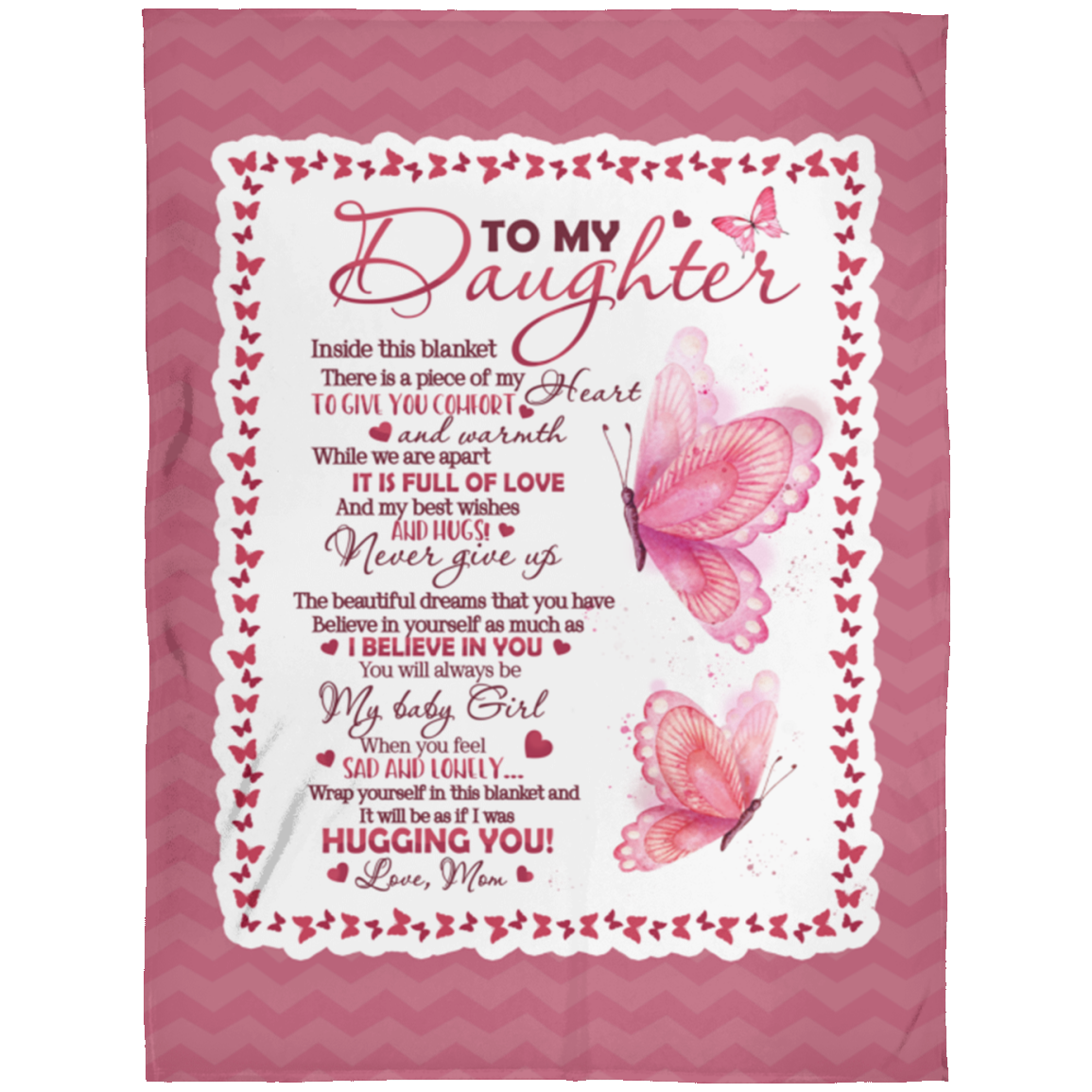To My Daughter Inside This Blanket There Is A Piece Of My Heart Printed Fleece Blanket - Premium Sherpa Blanket - Woven Blanket, White, Arctic Fleece Blanket - 60x80