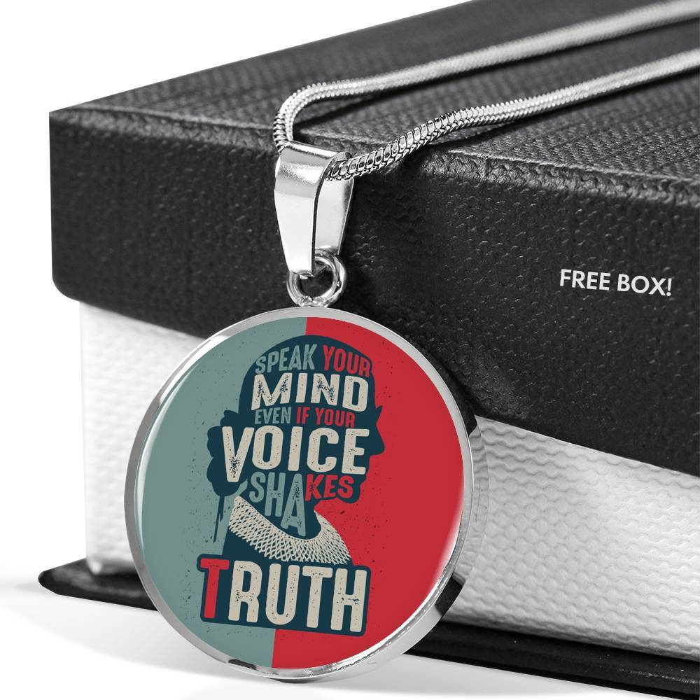 Ruth Truth Bader Necklace - Ruth Fight For The Things You Care About Ginsburd RGB Circle Pendant Necklace - Circle Luxury Necklace (Silver)