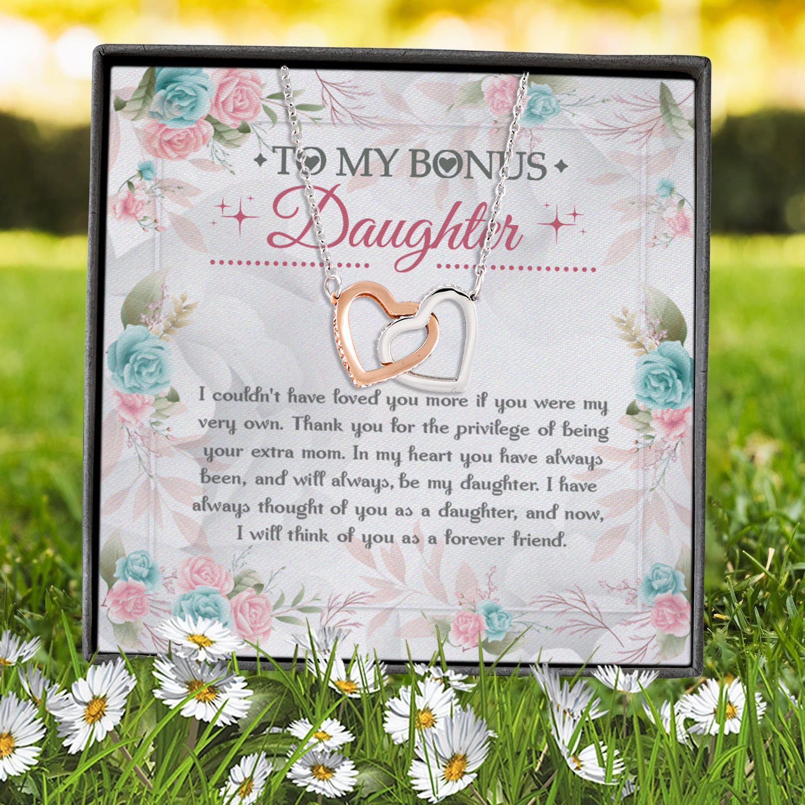 9Th ưu tiên. Bonus Daughter Forever Friend (3) Interlocking Hearts Necklace 7