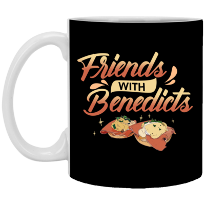 Friends With Benedict Ceramic Coffee Mug - Beer Stein - Water Bottle - Color Changing Mug, Black, 11 oz. White Mug