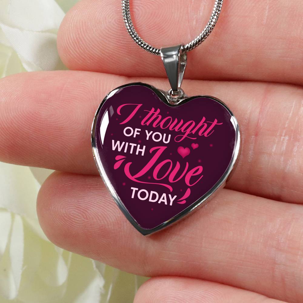 I Thought Of You With Love Today Heart Pendant Necklace - Heart Luxury Necklace (Silver) I Thought Of You With Love Today Heart Pendant Necklace - Heart Luxury Necklace (Silver)