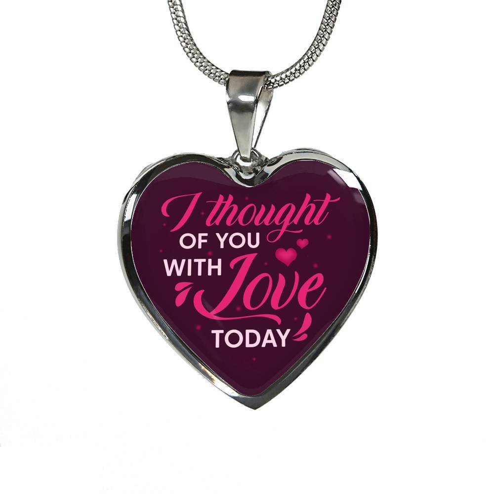 I Thought Of You With Love Today Heart Pendant Necklace - Heart Luxury Necklace (Silver) I Thought Of You With Love Today Heart Pendant Necklace - Heart Luxury Necklace (Silver)
