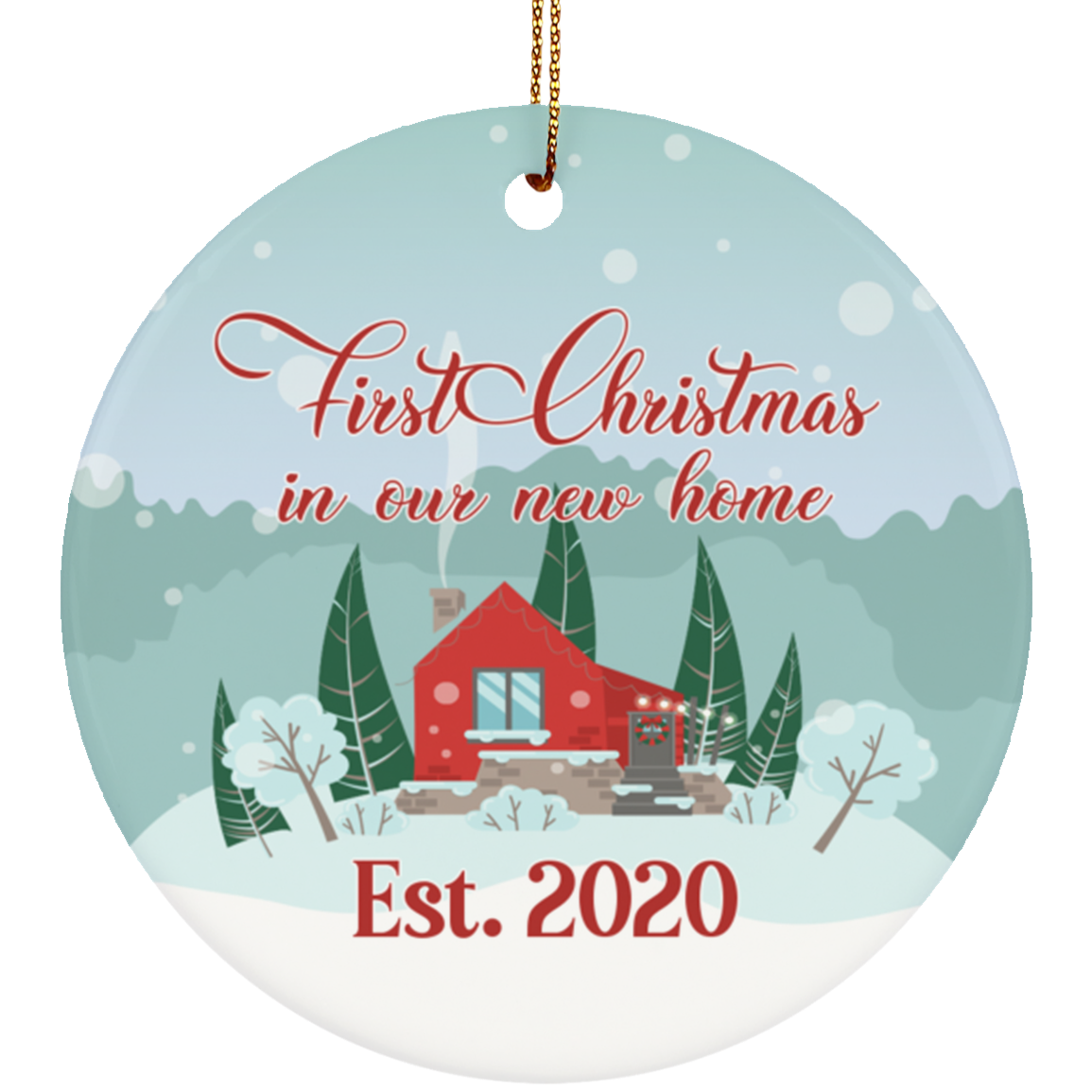 First Christmas New Home Decorative Christmas Ornament Keepsake - Holiday Flat Circle Ornament, White, Circle Ornament