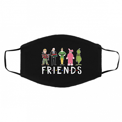 Christmas Movie Characters Friends Washable Reusable Custom Printed Cloth Face Mask Cover, Black, Cloth Face Cover – Medium/Large
