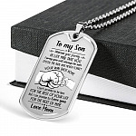 From Mom To My Son I Pray You Will Always Be Safe Dog Tag Pendant Necklace - Inspirational Gifts - Dog Tag (Silver)