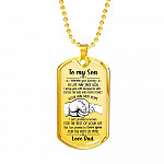 From Dad To My Son I Pray You Will Always Be Safe Dog Tag Pendant Necklace - Inspirational Gifts - Dog Tag (Gold Plated)