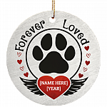 Forever Loved Personalized Pet Memorial Ornament - Loss Of Dog Or Cat Flat Circle Ornament, White, Circle Ornament