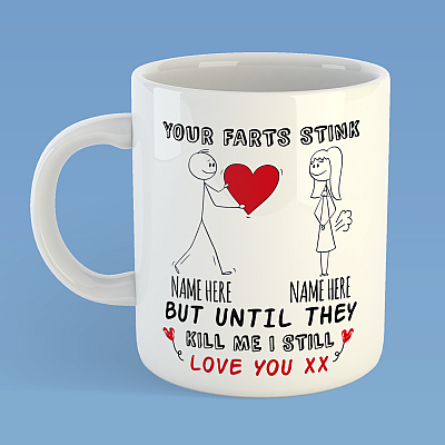 Alternative view of Personalized Your Farts Stink Until They Kill Me I Still Love You Coffee Mug - Beer Stein - Water Bottle