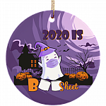 2020 Is Boo Sheet Cute Ghost Funny Halloween Circle Ornament Keepsake - Halloween Gift, White, Circle Ornament