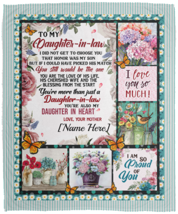 Personalized To My Daughter In Law I Didn't Get To Choose You Fleece Blanket - Sherpa Blanket - Woven Blanket, White, Cozy Plush Fleece Blanket - 50x60