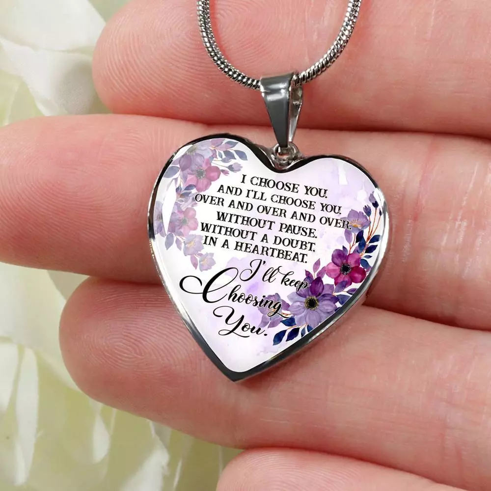 I Choose You and I'll Choose You Without Pause Without a Doubt In a Heartbeat I'll Keep Choosing You Heart Pendant Necklace - Heart Luxury Necklace (Silver) I Choose You and I'll Choose You Without Pause Without a Doubt In a Heartbeat I'll Keep Choosing You Heart Pendant Necklace - Heart Luxury Necklace (Silver)