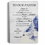 Personalized To Our Pastor Gallery Wrapped Framed Canvas Prints – Unframed Poster - Home Decor Wall Art, White, 0.75'' Framed Canvas
