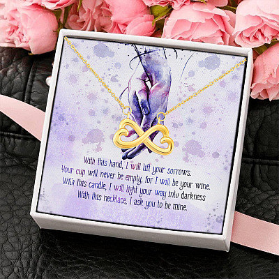 Lift Your Sorrows Be Your Wine Light Your Way Ask You Be Mine Infinity Heart Pendant Necklace