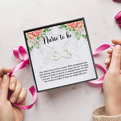Alternative view of Nurse Graduation You Were Born to Be a Nurse with Compassionate and Caring Love Infinity Hearts Necklace