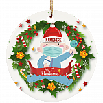 Personalized Baby First Christmas Pandemic My 1st Christmas Ornament - Baby Holiday Flat Circle Ornament Keepsake, White, Circle Ornament