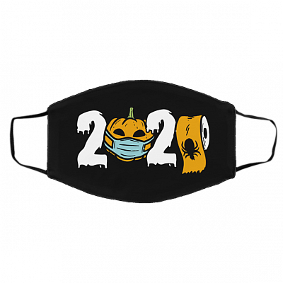 2020 Pumpkin With Toilet-Paper Washable Reusable Custom - Printed Cloth Face Mask Cover, Black, Cloth Face Cover – Medium/Large