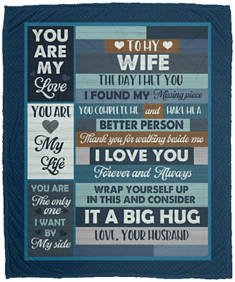 Husband To My Wife The Day I Met You I Found My Missing Piece Vintage Fleece Blanket - Mink Blanket, White, Cozy Plush Fleece Blanket - 50x60