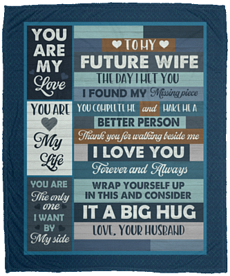 Husband To My Future Wife The Day I Met You I Found My Missing Piece Vintage Fleece Blanket - Mink Blanket, White, Cozy Plush Fleece Blanket - 50x60