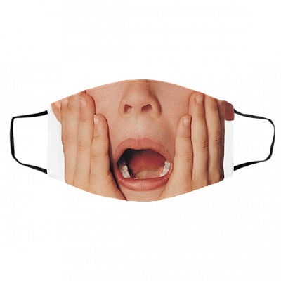 Funny Kevin McCallister Shocked Home Alone Washable Reusable Custom Printed Cloth Face Mask Cover, White, Cloth Face Cover – Medium/Large