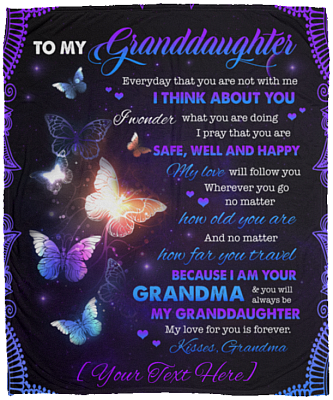 Personalized To My Granddaughter Everyday That You Are Not With Me Fleece Blanket - Premium Mink Sherpa Blanket, White, Cozy Plush Fleece Blanket - 50x60