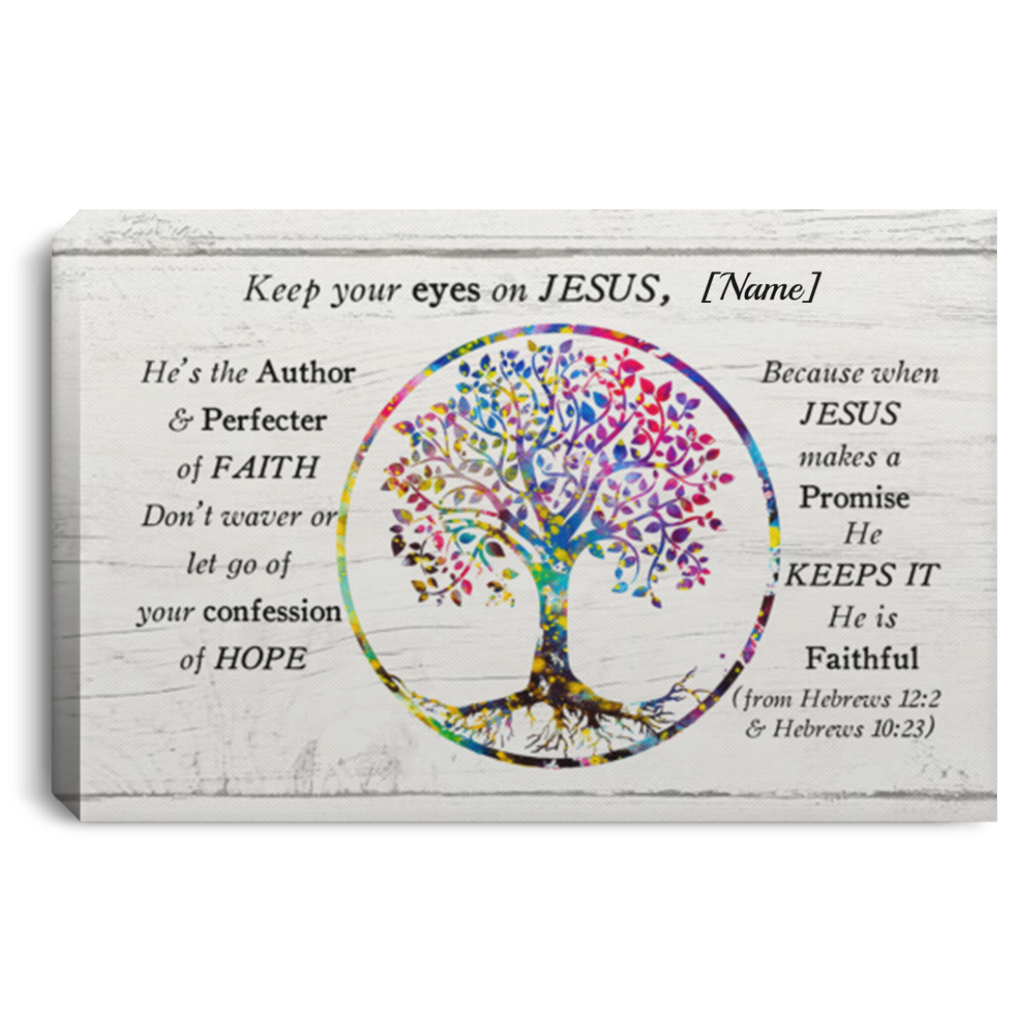 Personalized Keep Eyes On Jesus He Is Faithful Gallery Wrapped Framed Canvas Prints – Unframed Poster, White, 0.75'' Framed Canvas