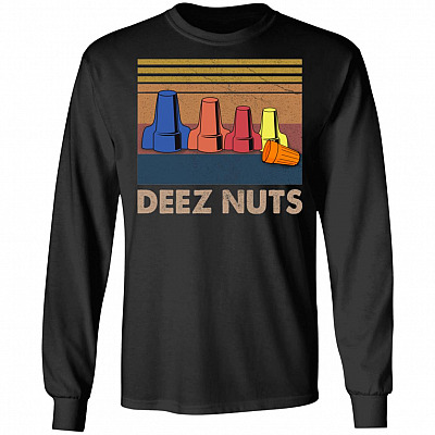 Deez Nut Electrical Nut Caps Funny - Vintage Electrical Engineer Dark Hoodie - Sweatshirt, Black, Long Sleeve