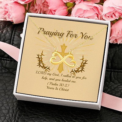 Alternative view of Lord My God I Called To You For Help Infinity Heart Pendant Necklace - Christmas Gift Necklace for Christian Women