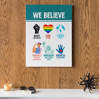 Alternative view of We Believe Gallery Wrapped Framed Canvas Prints - Unframed Poster - Home Decor Wall Art