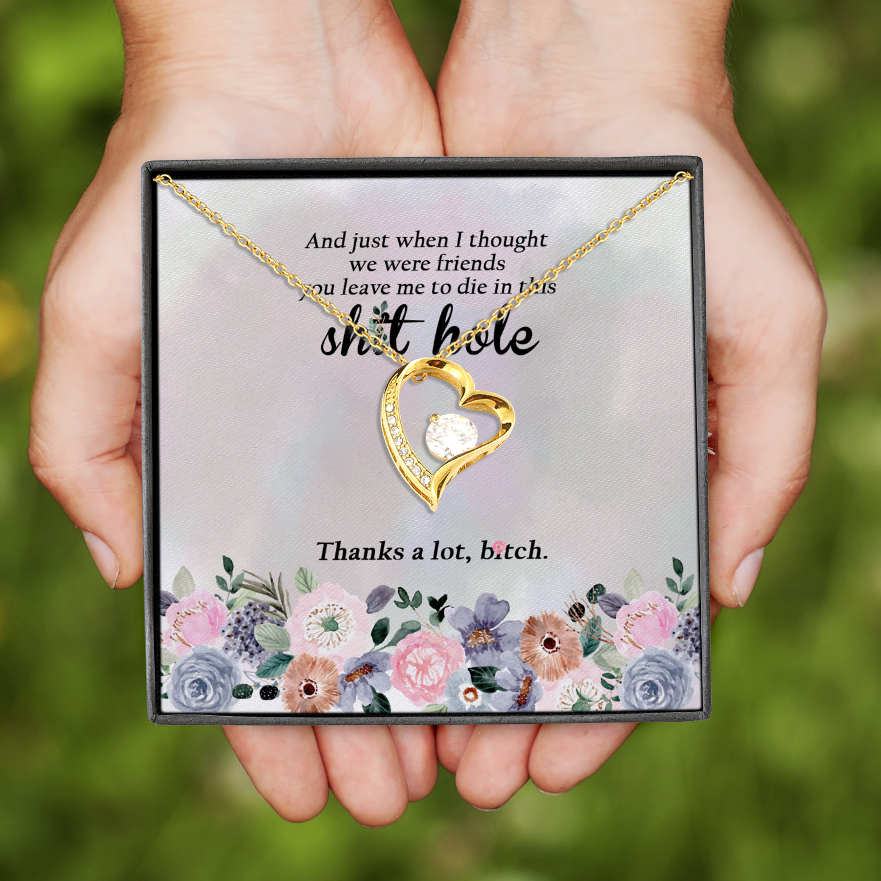 8VT. And Just When I Thought Message Card(4) Forever Love Necklace (Gold)